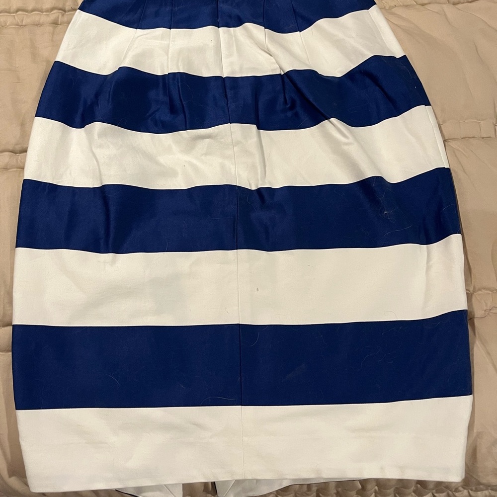 Express blue and white striped pencil skirt